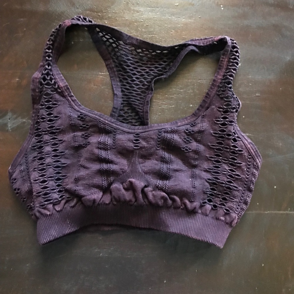 Maroon distressed sports bra